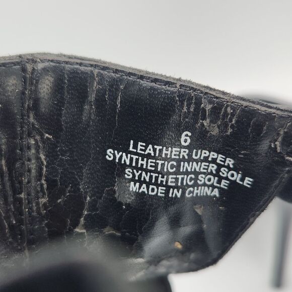 BCBG Paris Black leather upper ruffle metal silver studs Ankle strap stilettos - Picture 4 of 8